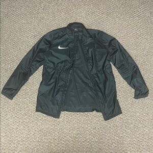 Nike Black Windbreaker with Stand-Up Collar and Full-Zip Closure